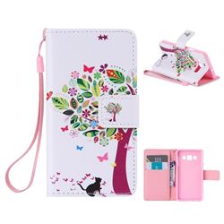 Cat and Tree PU Leather Wallet Case for Samsung Galaxy A3 2015 A300