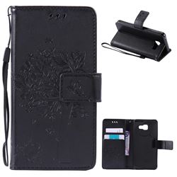 Embossing Butterfly Tree Leather Wallet Case for Samsung Galaxy A3 2016 A310 - Black