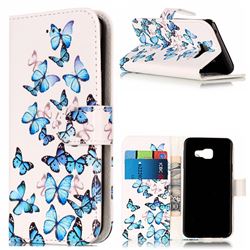 Blue Vivid Butterflies PU Leather Wallet Case for Samsung Galaxy A3 2016 A310