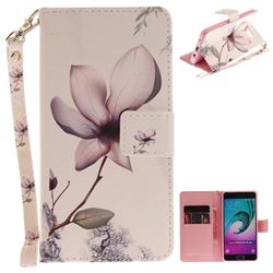 Magnolia Flower Hand Strap Leather Wallet Case for Samsung Galaxy A3 2016 A310