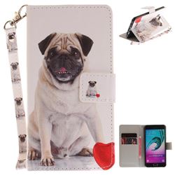 Pug Dog Hand Strap Leather Wallet Case for Samsung Galaxy A3 2016 A310