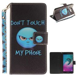 Not Touch My Phone Hand Strap Leather Wallet Case for Samsung Galaxy A3 2016 A310