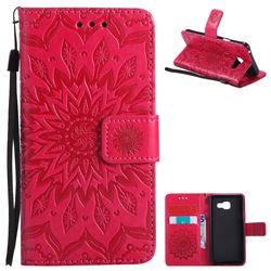Embossing Sunflower Leather Wallet Case for Samsung Galaxy A3 2016 A310 - Red