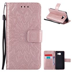 Embossing Sunflower Leather Wallet Case for Samsung Galaxy A3 2016 A310 - Rose Gold