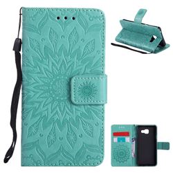 Embossing Sunflower Leather Wallet Case for Samsung Galaxy A3 2016 A310 - Green