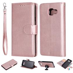 Retro Greek Detachable Magnetic PU Leather Wallet Phone Case for Samsung Galaxy A3 2016 A310 - Rose Gold