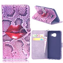 Snake Lips Laser Light PU Leather Wallet Case for Samsung Galaxy A3 2016 A310