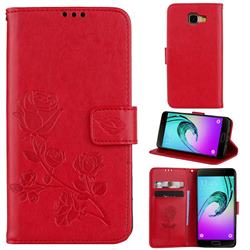 Embossing Rose Flower Leather Wallet Case for Samsung Galaxy A3 2016 A310 - Red