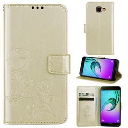 Embossing Rose Flower Leather Wallet Case for Samsung Galaxy A3 2016 A310 - Golden