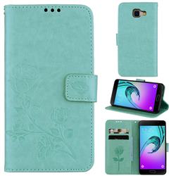 Embossing Rose Flower Leather Wallet Case for Samsung Galaxy A3 2016 A310 - Green