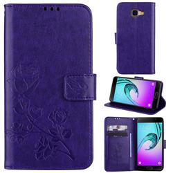 Embossing Rose Flower Leather Wallet Case for Samsung Galaxy A3 2016 A310 - Purple