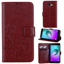 Embossing Rose Flower Leather Wallet Case for Samsung Galaxy A3 2016 A310 - Brown