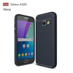 Luxury Carbon Fiber Brushed Wire Drawing Silicone TPU Back Cover for Samsung Galaxy A3 2017 A320 (Navy)