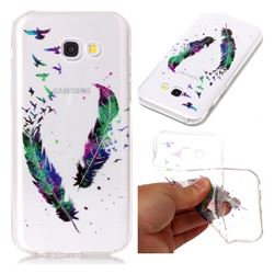 Colored Feathers Super Clear Flash Powder Shiny Soft TPU Back Cover for Samsung Galaxy A3 2017 A320