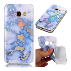 Color Plating Marble Pattern Soft TPU Case for Samsung Galaxy A3 2017 A320 - Blue