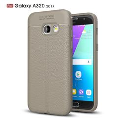 Luxury Auto Focus Litchi Texture Silicone TPU Back Cover for Samsung Galaxy A3 2017 A320 - Gray