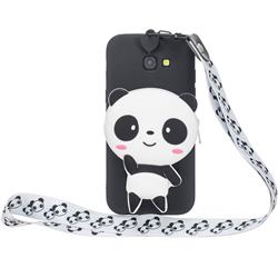White Panda Neck Lanyard Zipper Wallet Silicone Case for Samsung Galaxy A3 2017 A320