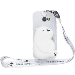 White Polar Bear Neck Lanyard Zipper Wallet Silicone Case for Samsung Galaxy A3 2017 A320