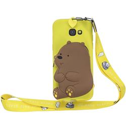 Yellow Bear Neck Lanyard Zipper Wallet Silicone Case for Samsung Galaxy A3 2017 A320