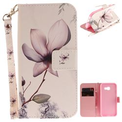 Magnolia Flower Hand Strap Leather Wallet Case for Samsung Galaxy A3 2017 A320