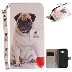 Pug Dog Hand Strap Leather Wallet Case for Samsung Galaxy A3 2017 A320