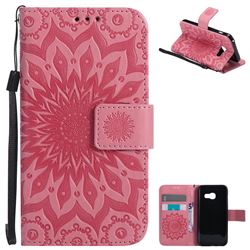 Embossing Sunflower Leather Wallet Case for Samsung Galaxy A3 2017 A320 - Pink