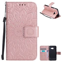 Embossing Sunflower Leather Wallet Case for Samsung Galaxy A3 2017 A320 - Rose Gold