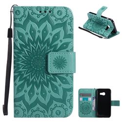 Embossing Sunflower Leather Wallet Case for Samsung Galaxy A3 2017 A320 - Green