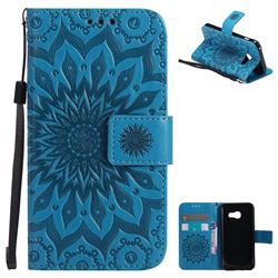 Embossing Sunflower Leather Wallet Case for Samsung Galaxy A3 2017 A320 - Blue