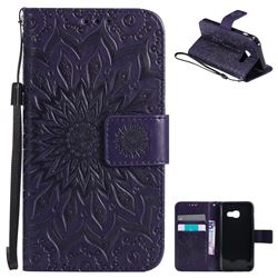 Embossing Sunflower Leather Wallet Case for Samsung Galaxy A3 2017 A320 - Purple
