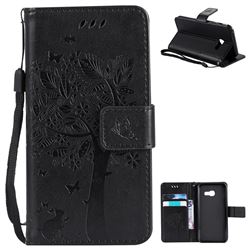 Embossing Butterfly Tree Leather Wallet Case for Samsung Galaxy A3 2017 A320 - Black