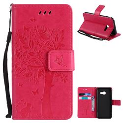 Embossing Butterfly Tree Leather Wallet Case for Samsung Galaxy A3 2017 A320 - Rose