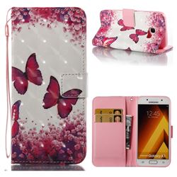 Rose Butterfly 3D Painted Leather Wallet Case for Samsung Galaxy A3 2017 A320