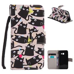 Cute Kitten Cat PU Leather Wallet Case for Samsung Galaxy A3 2017 A320