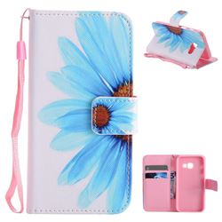 Blue Sunflower PU Leather Wallet Case for Samsung Galaxy A3 2017 A320