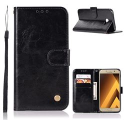 Luxury Retro Leather Wallet Case for Samsung Galaxy A3 2017 A320 - Black