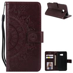 Intricate Embossing Datura Leather Wallet Case for Samsung Galaxy A3 2017 A320 - Brown