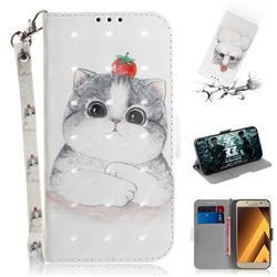Cute Tomato Cat 3D Painted Leather Wallet Phone Case for Samsung Galaxy A3 2017 A320