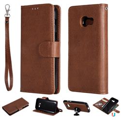 Retro Greek Detachable Magnetic PU Leather Wallet Phone Case for Samsung Galaxy A3 2017 A320 - Brown