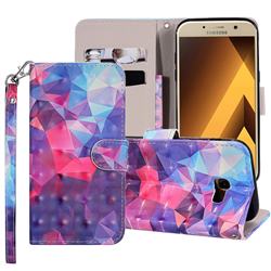 Colored Diamond 3D Painted Leather Phone Wallet Case Cover for Samsung Galaxy A3 2017 A320