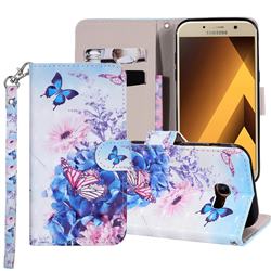 Pansy Butterfly 3D Painted Leather Phone Wallet Case Cover for Samsung Galaxy A3 2017 A320