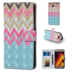 Color Wave 3D Painted Leather Phone Wallet Case for Samsung Galaxy A3 2017 A320