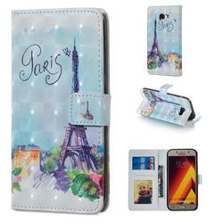 Paris Tower 3D Painted Leather Phone Wallet Case for Samsung Galaxy A3 2017 A320