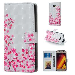Cherry Blossom 3D Painted Leather Phone Wallet Case for Samsung Galaxy A3 2017 A320