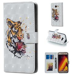 Toothed Tiger 3D Painted Leather Phone Wallet Case for Samsung Galaxy A3 2017 A320