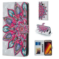 Mandara Flower 3D Painted Leather Phone Wallet Case for Samsung Galaxy A3 2017 A320