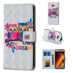 Couple Owl 3D Painted Leather Phone Wallet Case for Samsung Galaxy A3 2017 A320