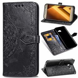 Embossing Imprint Mandala Flower Leather Wallet Case for Samsung Galaxy A3 2017 A320 - Black