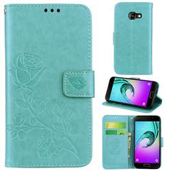 Embossing Rose Flower Leather Wallet Case for Samsung Galaxy A3 2017 A320 - Green