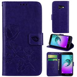 Embossing Rose Flower Leather Wallet Case for Samsung Galaxy A3 2017 A320 - Purple